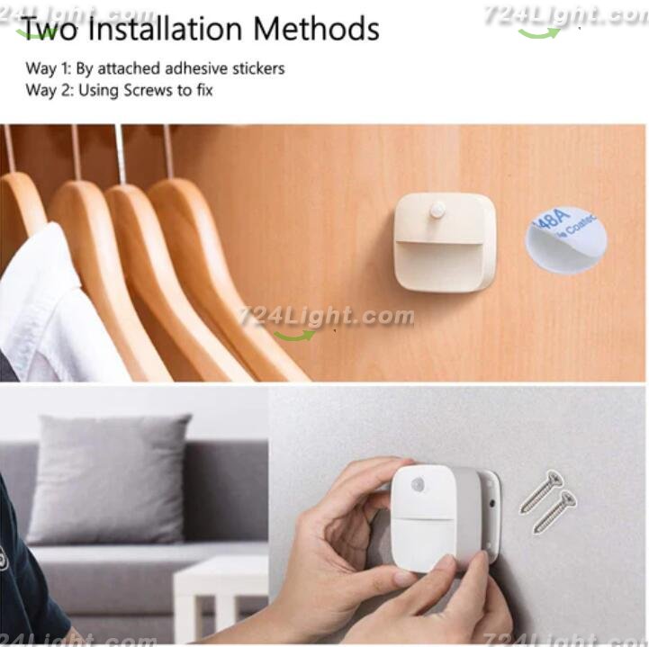 3 Pack LED Motion Sensor Light, Cordless Battery-Powered LED Night Light, Wall Light, Closet Lights, Safe Lights for Stairs, Hallway, Bathroom, Kitchen, Cabinet (White)