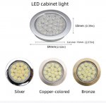 6pcs Packing Rounded LED Stainless Steel Under Cabinet Lighting 2W 12VDC 3 Switches are Available Controllable Puck Light for Motorhome, Caravan, Truck, Kitchen, Wine Cabinet, Wardrobe