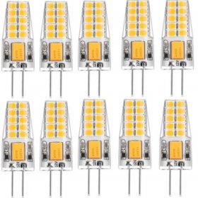 10 Pack G4 LED Light Bulb Bi-Pin Silicon Encapsulation 12V 2.5 W CRI>80 290-310Lumen 20x2835 LEDs 25W Equivalent