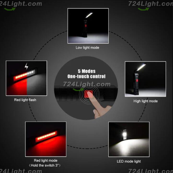 2 Pack LED Work Light Rechargeable 360° Rotate Magnetic Based 5 Modes LED Flashlight