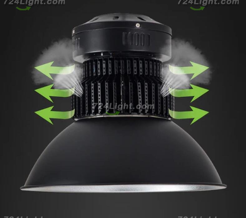 200W High Power Fin Heat Sink LED IP44 LED High Bay Light with Aluminum Reflector
