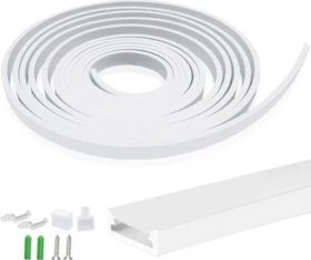 1M/5M/10M/20M Pack of T0513 LED Neon Light Housing Kit with End Caps and Mounting Clips, Flexible Neon Channel Fit for 10mm Wide LED Strip Lights