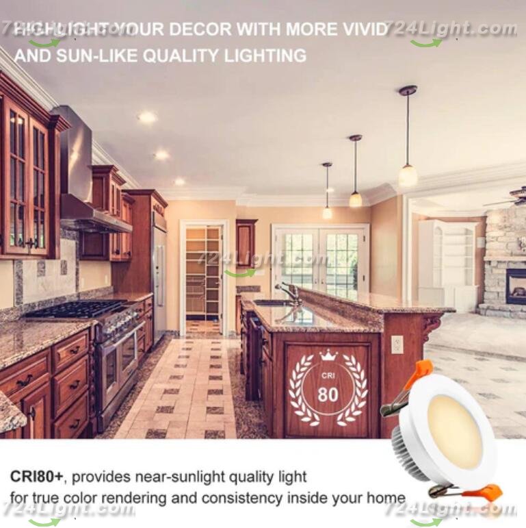 10 Pack 7W 500LM Dimmable Antifog LED Downlight CRI80 Flat Diffuser Ceiling Light -3-3/8'' Cutout
