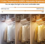 2 Pack PIR Motion Sensor LED Cabinet Light, Under Counter Closet Lighting, Wireless USB Rechargeable Light Indoor, CCT 2700-6500K Color Changeable for Kitchen, Wardrobe, Closet, Hallway