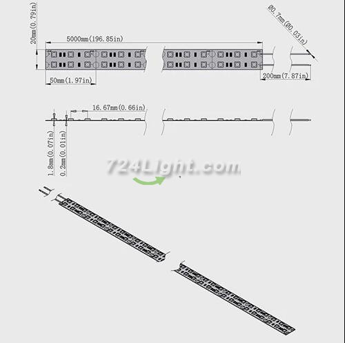 DC12V SMD5050-600-IR InfraRed 940nm | 850nm IR LED Lighting Strip, Double Row 120LEDs 28.8W Per Meter Tape