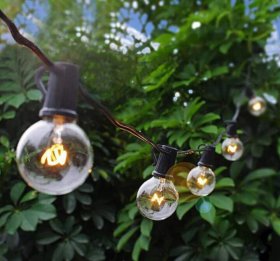 2-Pack Dimmable Waterproof LED Outdoor String Lights - Hanging, 2W Edison Bulbs - 48Ft Commercial Lights for Decor for Patio, Backyard, Garden, Bistro¨C S14 Black - Warm White,Blk(96ft)