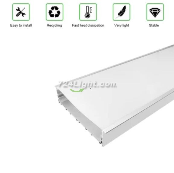 2 Pack H20050 Big Aluminum Extrusion Channel for Flush Mounting Linear Office Lighting System