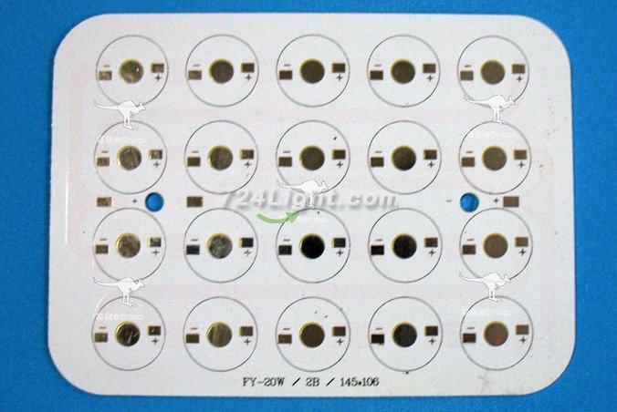 20W 145x106mm LED High Power Rectangular Aluminum Plate 10 Series Connections 2 Parallel connections For Floodlight