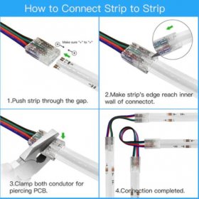 10PCS PACK RGB Color COB LED Strip Connectors Solderless 4 Conductors Connectors for 10mm Wide RGB COB Flex LED Strips