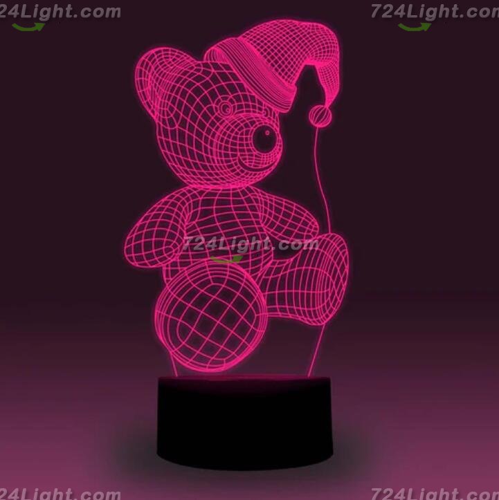 Animal Images 3D Illusion LED Night Light w/ 16 Colors Remote Touch Switch Adjustable Brightness for Kids Bedroom Decoration