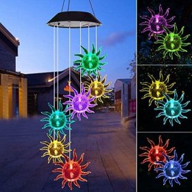 Outdoor Solar Sunflower Wind Chime Lights for Garden, Patio, Party, Yard, Window, Outdoor Decorations