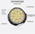 4pcs Pack Round LED Under Cabinet Lighting Stainless Steel LED Puck Light 2W 12VDC, 3 Switches Optional Controllable Puck Light for Motorhome, Caravan, Truck, Kitchen, Wine Cabinet, Wardrobe