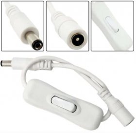5 Pack of Male to Female DC Power Inline Cable with On Off Switch Jack Connector 5.5x2.1mm for Led Strip Light, CCTV Camera, No Need Soldering
