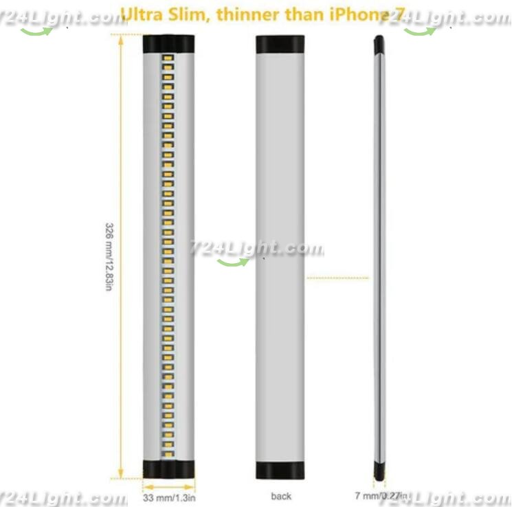 6 Pack 7mm Thick Silver Finish LED Under Cabinet Lighting Kit Dimmable 1800LM CRI90 SMD2835 12V 30W with Dimmer & Power SUpply Included