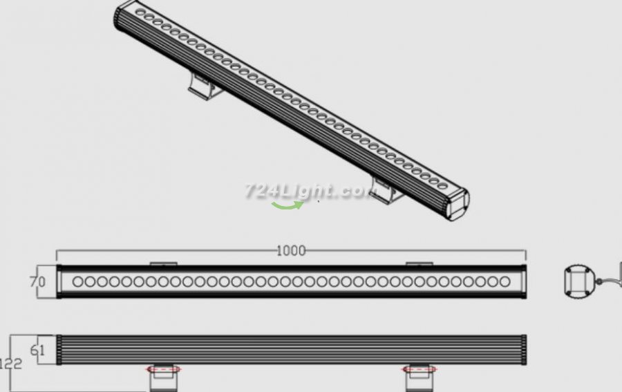 Linkable 7060 Linear LED RGB Wall Washer Lights with Remote Controller, 36W Waterproof Color Changing Wall Washer LED Light for Outdoor/Indoor Lighting Projects, Hotels, Building Wall Decorations