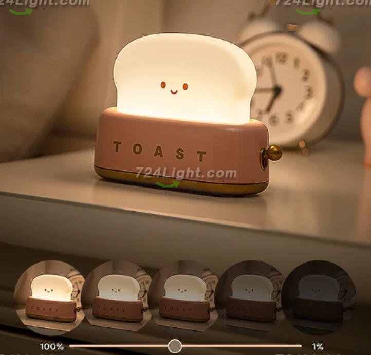 2pcs Pack (1Green+1Pink) Dimmable LED Toast Night Light Rechargeable Desk lamp with Timer for Baby Girls Boys