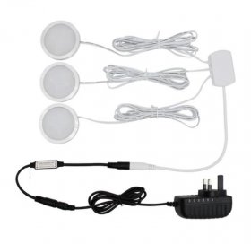 A-Series 3 Pack (3*2W) Dimmable CRI 90 Ultra Thin LED Under Cabinet Puck Lights With Dimmer & Power Adapter, All Accessories Included