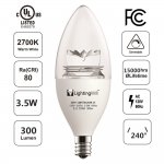 Free Shiping 4pcs * UL LED Candle Light UL CUL Approved 3.5 Watt 300 Lumen LED Candle Light Bulb Dimmable 2700K Warm White Color in E12 Edison Screw Base, 40 Watt Incandescent Lamp Equivalent