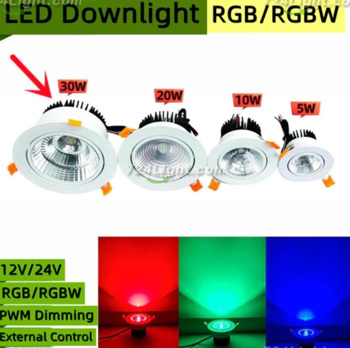 4 Pack RGBW LED 24V 30W Recessed Ceiling Lights Photo Wall Lighting Light Fixtures Recessed Downlight Energy Saving Clothing Store Hotel Lighting Bar Lighting dancing room Lighting restaurant Lighting