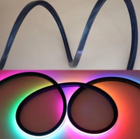 16.4FT(5Meters) 10*10mm 120° Top Emitting IP67 Waterproof Flexible Full Black Silicon LED NEON Tube Housing Fit for 6mm Wide LED Strip Light