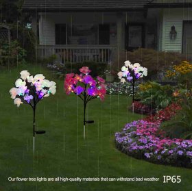 Solar Garden Lights Outdoor Decorative,2 Pack 40 LED with Camellia Waterproof Multi-Color DIY Flower Trees