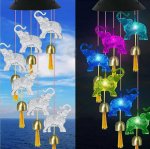 Elephant Wind Chimes, Christmas Decor Solar Wind Chimes Outdoor Indoor Gifts for mom Kids Grandma Garden Decor Gifts