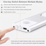 2 Pack 3-Color Dimmable LED Motion Sensor Under Cabinet Light, Rechargeable Magnetic Wireless Under Counter Lighting for Kitchen Bedroom Closet Cupboard Wardrobe Stairs Corridor