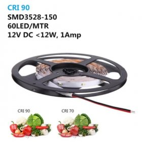 High CRI90 Flexible LED Strips, DC 12V 5Meter Roll Strip, SMD3528-150 30 150LM LEDs Per Meter, 8mm Wide Tape