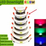 4 Pack RGBW Super Bright Modern Recessed LED Lighting 6W/8W 12V White Round LED Embedded Panel Lights Aluminum Indoor Ceiling Downlight Hotel Lighting Bar Lighting Dancing Room Lighting Restaurant Lighting