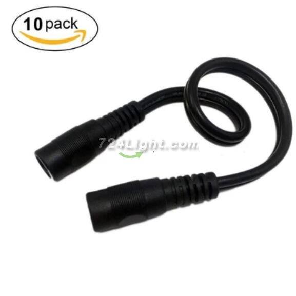 DC5.5x2.1mm Female to Female Power Cable Extension 18AWG Plug Cable Jumper Connector for LED Strip, IP Camera, Power Supply, AC DC Adapter