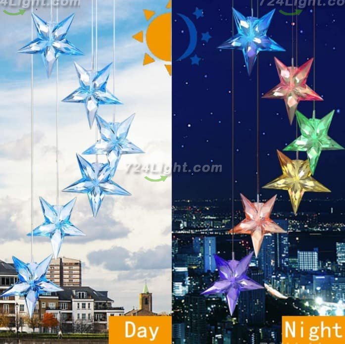 Solar Wind Chimes, Star Outdoor Waterproof Color-Changing LED Mobile Solar Powered Light for Garden, Party, Yard, Window, Outdoor Decorations
