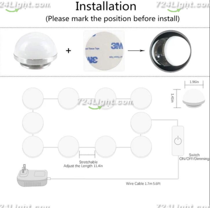 Hollywood Style LED Vanity Mirror Lights Kit with 10 Dimmable Medium Size Light Bulbs, Perfect for Makeup Vanity Table Set in Dressing Room