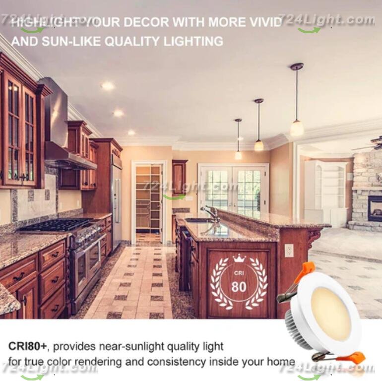 10 Pack 3W Dimmable Antifog LED Downlight CRI80 Flat Diffuser Ceiling Light -2-3/8'' Cutout
