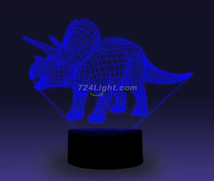 Animal Images 3D Illusion LED Night Light w/ 16 Colors Remote Touch Switch Adjustable Brightness for Kids Bedroom Decoration