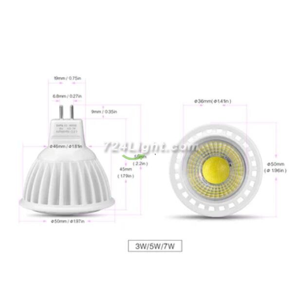 4Pack 3W/5W/7W 12V AC/DC LED Spotlight MR16 LED Bulb Light GU5.3 Bi-Pin Base White Aluminum Housing 30° Beam Angle