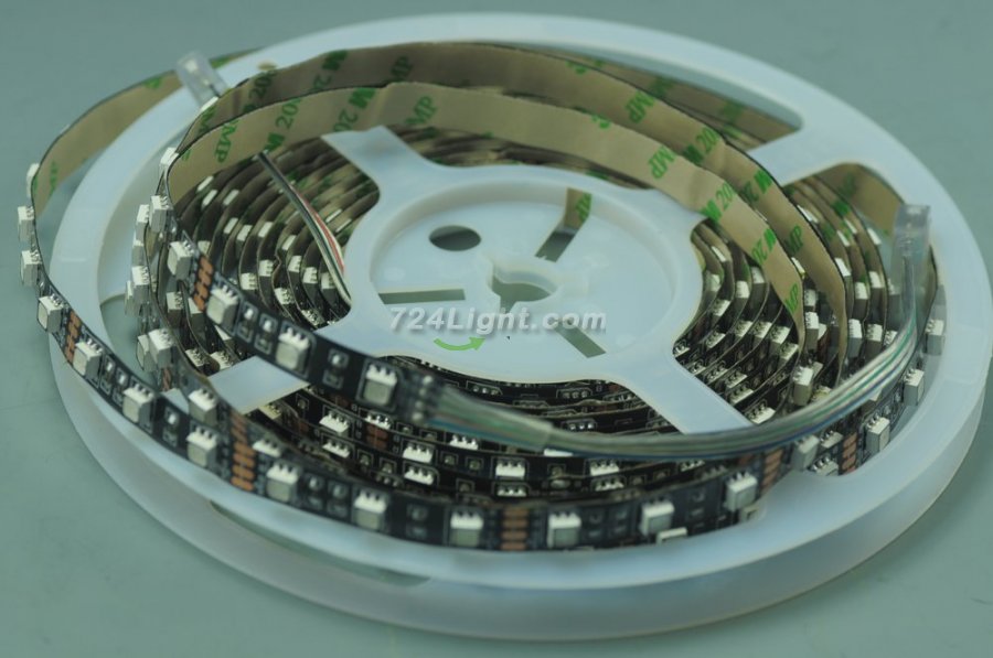 Black PCB Black RGB 5050 LED Flexible 12V Strip 10mm width 5 Meter(16.4ft) 300LEDs