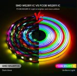 FCOB WS2811 IC RGB Chip Flexible High Density Chasing Color LED Strip DC24V 720LED/m 16.4FT 100IC 12mm Width Dream Color LED Tape for Indoor DIY Decoratio(NO Adapter or Controller)