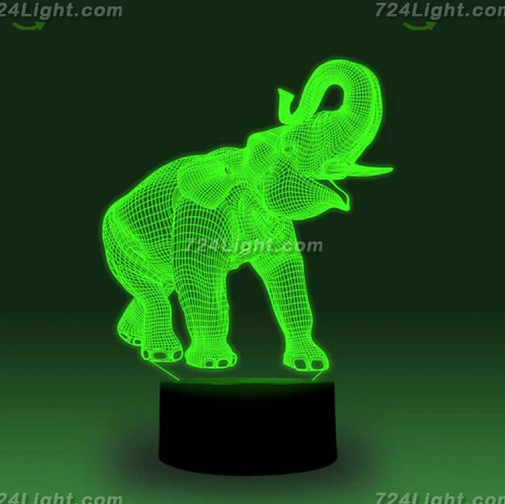 Animal Images 3D Illusion LED Night Light w/ 16 Colors Remote Touch Switch Adjustable Brightness for Kids Bedroom Decoration