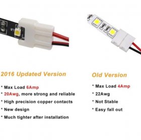 10pcs/Pack New LED Strip Connector Solderless Snap Down 2 Pin Strip to Strip Gapless Jumper for 8mm Wide 3528 2835 Single Color Flex LED Strips