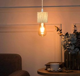 9.8FT Vintage Pendant Light Cord with Dimmable Switch, square Nylon Rope Hanging Light