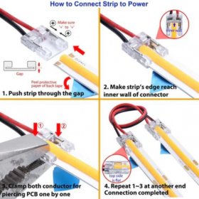 10PCS PACK COB LED Strip Connectors Solderless Snap Down 2 Conductors Connectors for 8mm 10mm Wide COB Flex LED Strips