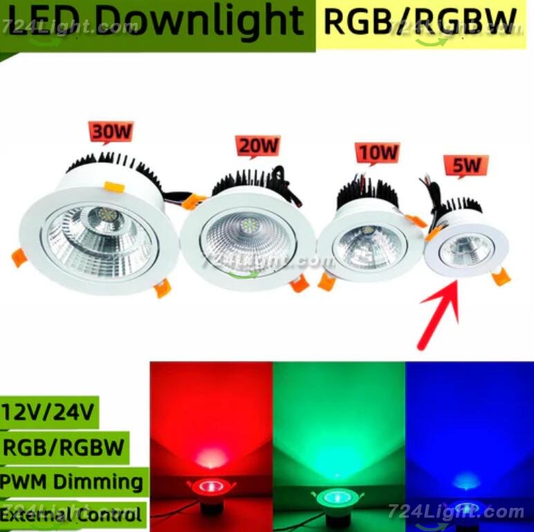 4 Pack RGBW LED 5W Recessed Ceiling Lights Photo Wall Lighting Light Fixtures Luminous 350(LM) Recessed Downlight Energy Saving Clothing Store Hotel Lighting Bar Lighting Dancing Room Lighting