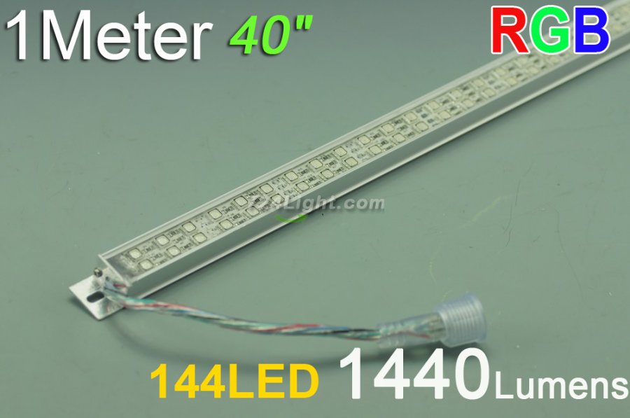 Double Row 1Meter 39.3inch 12V Superbright Waterproof 5050 RGB Color Changing LED Rigid Strip Bar 144LEDs - Click Image to Close