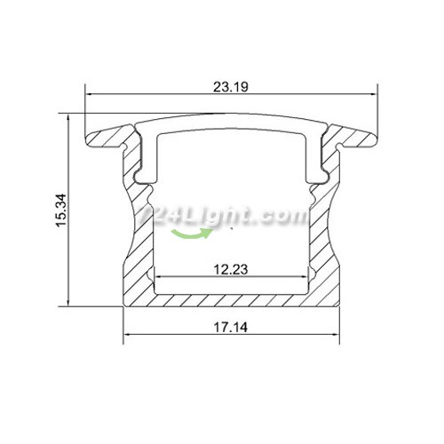 LED Aluminium Extrusion Width 12.2mm Recessed LED Aluminum Channel 1 meter(39.4inch) LED Profile With 23.3mm Flange