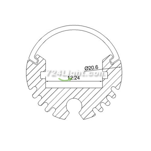 Wall Strip Light Bar Recessed LED Aluminium Channel 1 Meter(39.4inch) Diameter 20.8mm For Max 12.2 width led strip PB-AP-GL-008