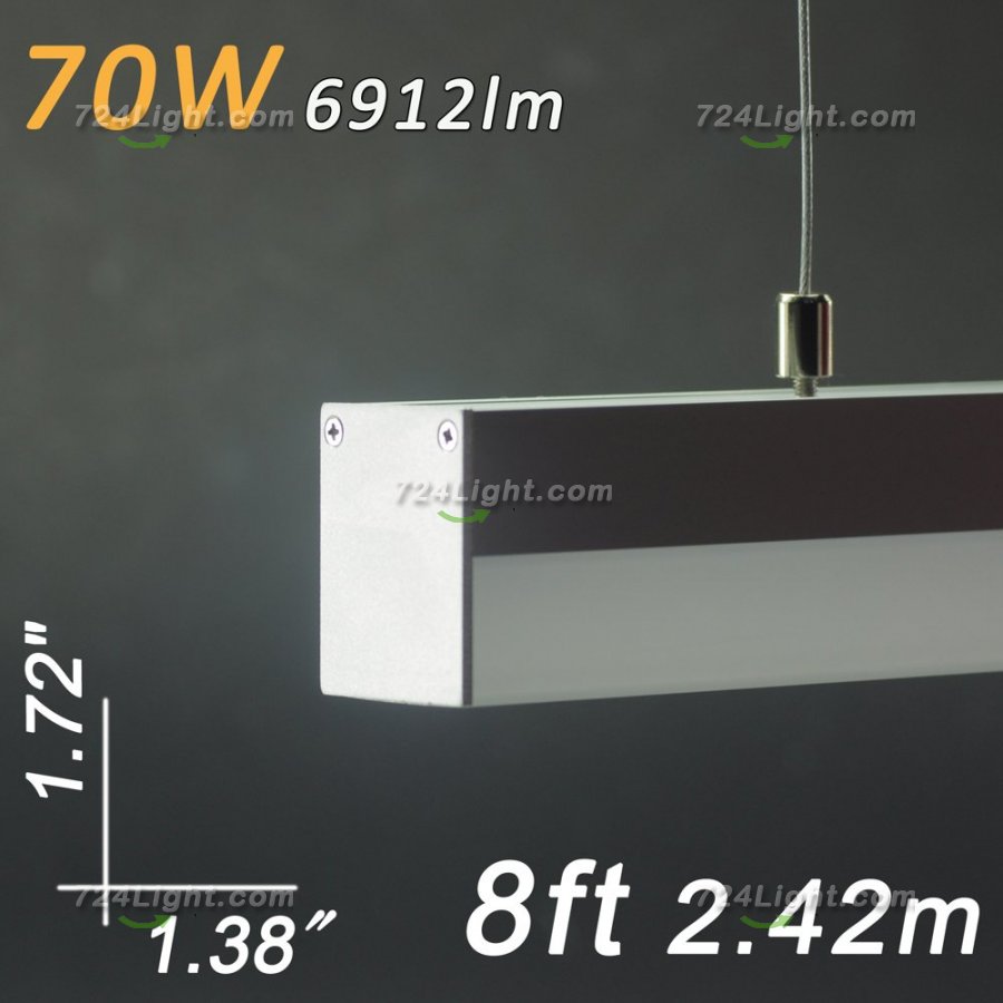 Linear pendant lighting 8ft 2.4 Meter 1.72" x 1.38" 70W DC 12V - Click Image to Close