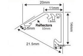 V Style LED Aluminium Extrusion LED Aluminum Channel 0.5 meter(19.7inch) with Reflector