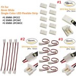 10pcs/Pack New LED Strip Connector Solderless Snap Down 2 Pin Strip to Strip Gapless Jumper for 8mm Wide 3528 2835 Single Color Flex LED Strips