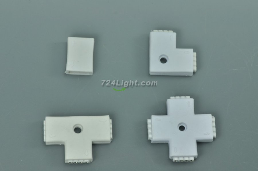 RGB 4pin \"L\" \"T\" \'\'+\" \"ä¸€\" Type Connector For LED RGB Strip connecter to 90 180 360 degrees Both for 5050 3528 RGB Strip