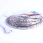 AC 110V 220V SMD5050 High Voltage Flat Strip Light 60 LEDs Per Meter 12mm Width with Wall Outlet Power Plug